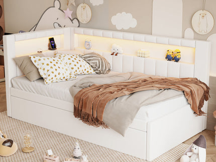 Upholstered Platform Bed With USB Ports And LED Belt