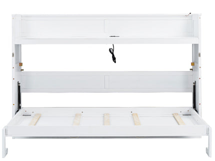 Murphy Bed With Desk, LED Light And USB Charging Station