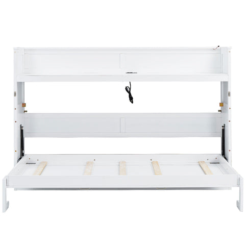 Murphy Bed With Desk, LED Light And USB Charging Station