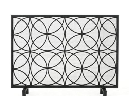 Thayer - Single Panel Iron Fireplace Screen With Geometric Design