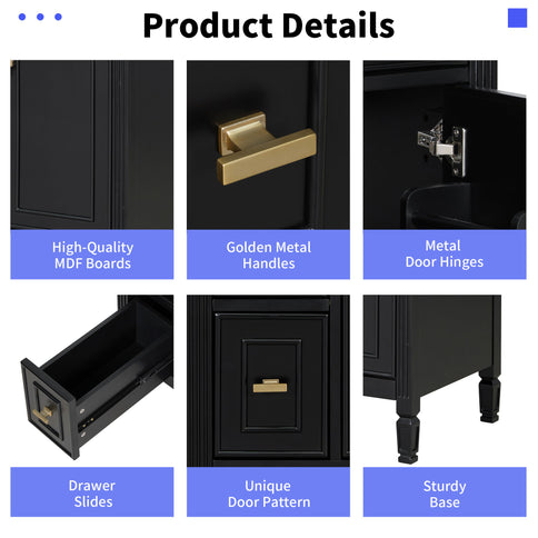 Modern Bathroom Vanity With Sink, Flip Drawer, 2 Drawers, Adjustable Shelf