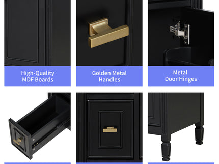 Bathroom Vanity With Sink, Flip Drawer, 2 Drawers, Adjustable Shelf