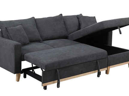 Colton - Reversible Sleeper Sectional Sofa With Storage Chaise - Dark Gray