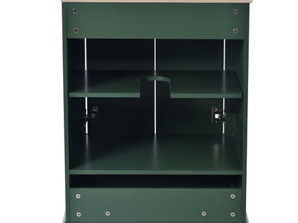 Bathroom Vanity With Ceramic Sink Combo, Modern Freestanding Storage Cabinet With Silver Handles