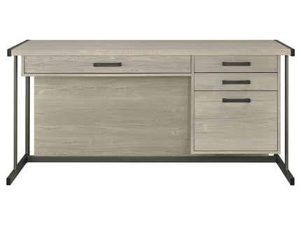 Brisley - Office Desk With Adjustable Keyboard Tray And 3 Drawer Storage - Beige / Gray