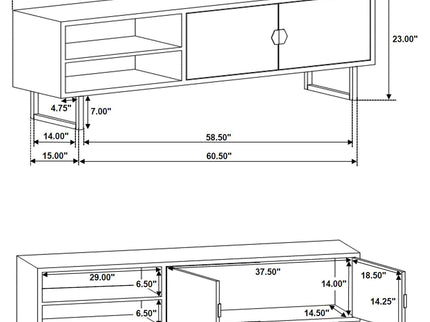 Manaya - 2 Door Stand With Open Shelving And Hidden Storage - Charcoal Black