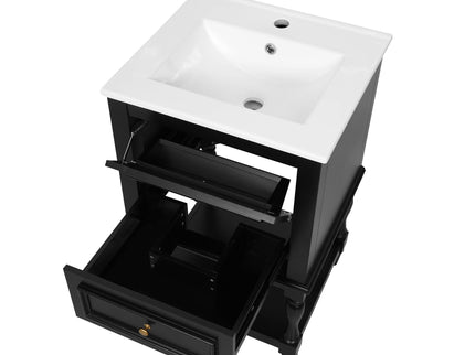 Retro Design Bathroom Vanity With Sink, 2 Drawer Storage Cabinet