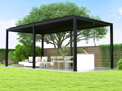 Louver Pergola Steel Louvers & Frame - Black