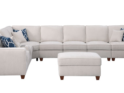 Ted - Sectional Sofa With Ottoman - Beige