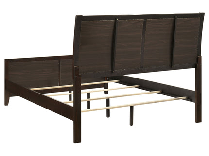 Queen Panel Bed With Upholstered Headboard And Footboard - Brown