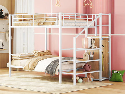 Bunk Bed With Lateral Storage Ladder And Wardrobe