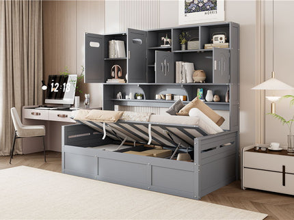 Daybed With All-In-One Cabinet And Shelf