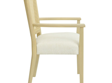 Mid Century Modern Arm Dining Chairs With Rattan Backrest