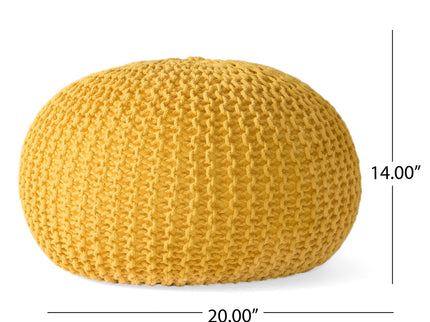 Bordeaux - Knitted Round Pouf Ottoman, Floor Cushion