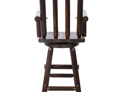 Rustic Bar Stool, Fir Wood Construction, Wide Armrest