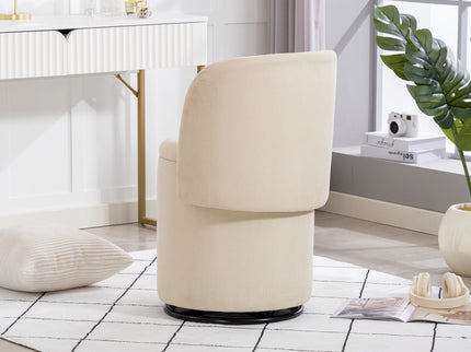 Barrel Chair, Built In Storage, 360° Swivel - Beige