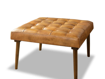Mark - Tufted Square Genuine Upholstered Ottoman