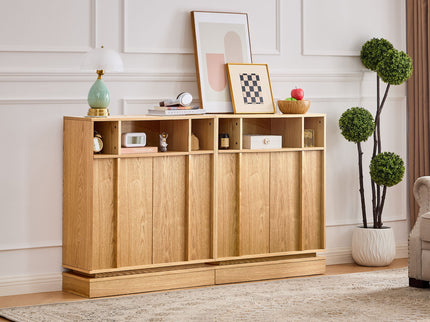 Fluted Sideboard Buffet Cabinet With 2 Doors And Adjustable Shelf, Storage Cabinet For Entryway