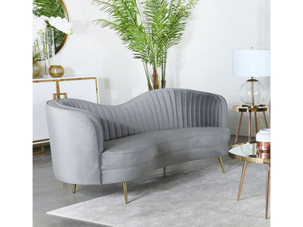 Reigha - Upholstered Sofa Lounge Furniture With Channel Tufted Backrest - Gray