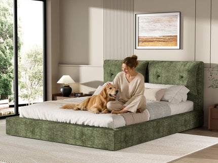 Airframe - Upholstered Bed Frame With Double Layered Upholstered Headboard