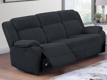 Motion Reclining Sofa With Seat And Adjustable Footrests For Living Room - Black