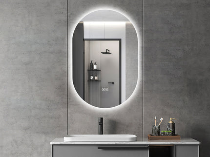 Smart Wall Mounted LED Touch Screen Mirror With Anti-Fog Function And Adjustable Lighting