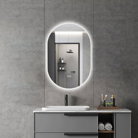 Smart Wall Mounted LED Touch Screen Mirror With Anti-Fog Function And Adjustable Lighting