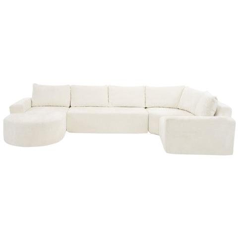 Modular Cloud Sectional Sofa Set, U-Shaped Upholstered Couch With Deep Seat