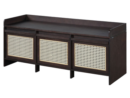 Entryway Shoe Bench With Drawers & Button Tufted Cushion