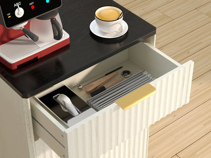 Tilt Out Trash Can Cabinet With Wave Textured Drawer & Pull Out Bin