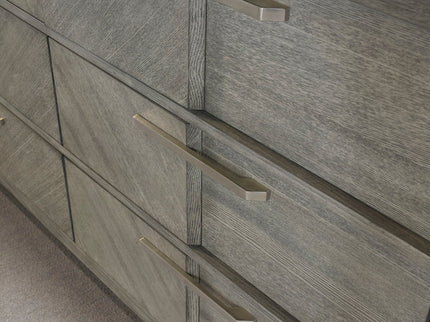 6 Drawer Dresser Book Matched Veneers - Gray