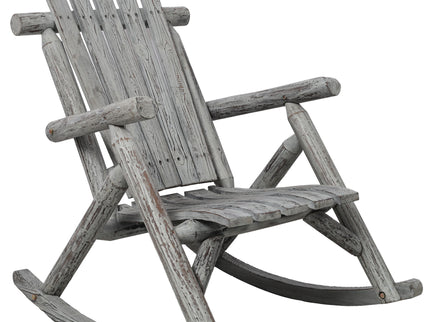 Durable Wooden Porch Rocker, Fir Log Rocking Chair