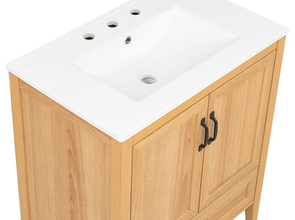 Elegant Fluted Bathroom Vanity With Sink, Soft Close Doors & Drawer