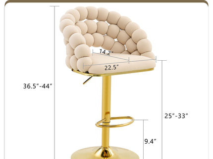 Puffy Bubble Chair, Ball Chain (Set of 2) - Beige / Gold