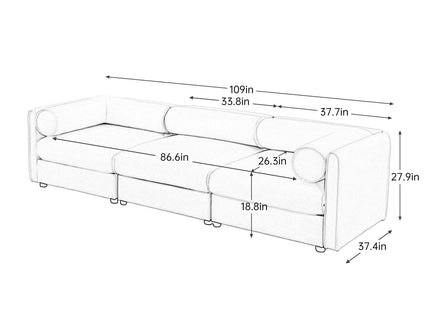 Stylish Sofa With Storage Seat And Cylindrical Backrest