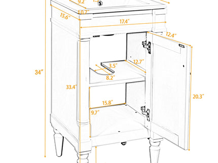 Bathroom Vanity With Sink, Storage Cabinet With Door, Drop In Sink, Compact Freestanding Design