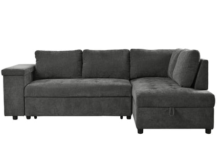 L Shaped Couch With Pull Out Bed And Storage Sectional Sleeper Sofa With Hidden Storage, Wide Armrest With Storage, For Living Room, Apartment, Bedroom, Office