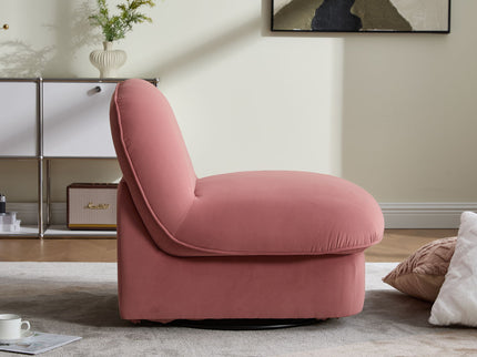 Pumpkin Shaped Swivel Accent Chair, 360 Degree Rotation For Living Room