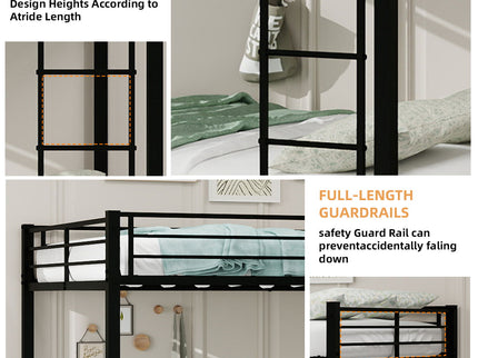 Bunk Bed For Kids, Convertible Frame With Ladders & Guardrail