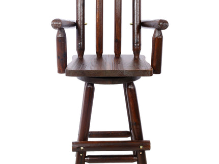 Rustic Bar Stool, Fir Wood Construction, Wide Armrest