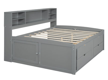Daybed With 2 Bedside Cabinets, Upper Shelves And 4 Drawers