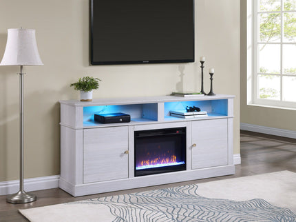 Terra - TV Stand Console With Fireplace - White Walnut