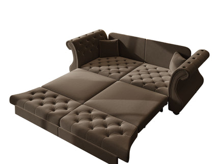 Oversized Chesterfield Pull Out Sofa Bed, Roll Arm Couch With Flower Tufting For Living Room