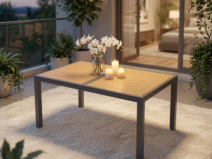 Rectangle Outdoor Patio Table With Slatted Top - Gray