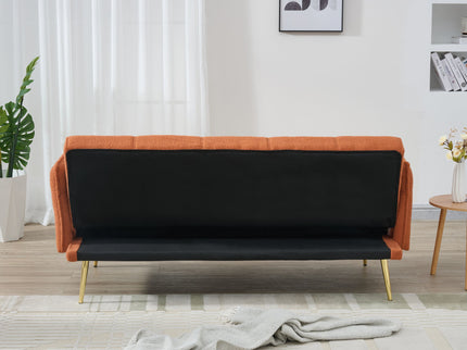 Convertible Double Futon Sofa Bed With Folding Armrests For Living Rooms