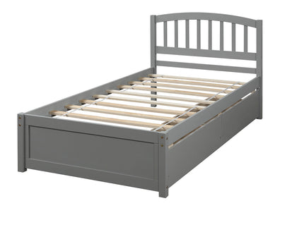Platform Storage Bed Wood Bed Frame With Two Drawers And Headboard