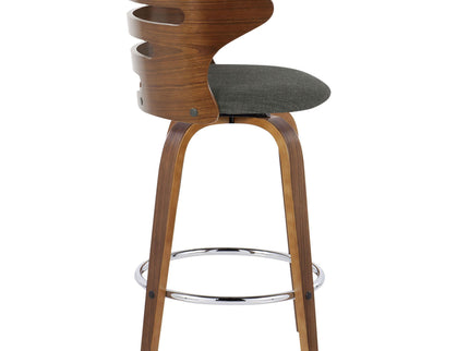 Cosini - Mid Century Modern Fixed Height Barstool With Swivel With Round Footrest (Set of 2)