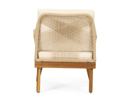 Hueber - Outdoor And Rope 4 Seater Chat Set With Cushions - Teak