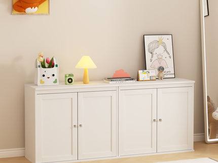 Kitchen Storage Cabinet With Double Doors, Adjustable Shelves, Sideboard Buffet For Dining Room - White