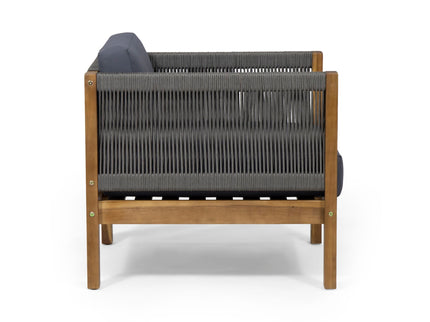 Outdoor Club Chair With Rattan Rope Wave - Dark Gray
